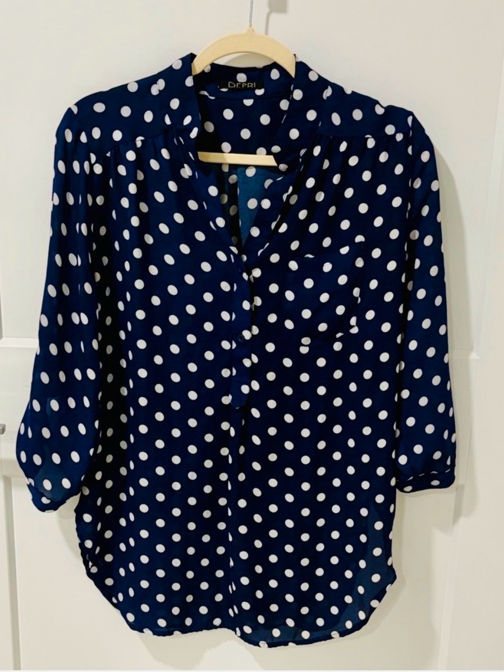 Depri - Navy Polka Dot Women's Blouse